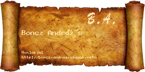 Boncz András névjegykártya